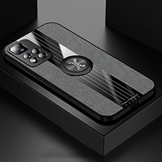 Silikon Hülle Handyhülle Ultra Dünn Schutzhülle Tasche Flexible mit Magnetisch Fingerring Ständer X01L für Xiaomi Redmi Note 11 Pro+ Plus 5G Grau