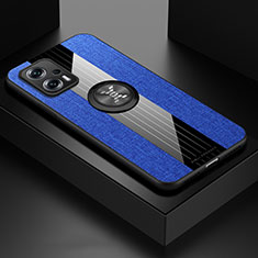 Silikon Hülle Handyhülle Ultra Dünn Schutzhülle Tasche Flexible mit Magnetisch Fingerring Ständer X01L für Xiaomi Redmi Note 11T Pro 5G Blau