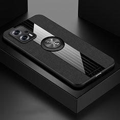 Silikon Hülle Handyhülle Ultra Dünn Schutzhülle Tasche Flexible mit Magnetisch Fingerring Ständer X01L für Xiaomi Redmi Note 11T Pro 5G Schwarz