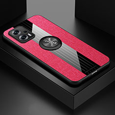 Silikon Hülle Handyhülle Ultra Dünn Schutzhülle Tasche Flexible mit Magnetisch Fingerring Ständer X01L für Xiaomi Redmi Note 11T Pro+ Plus 5G Rot
