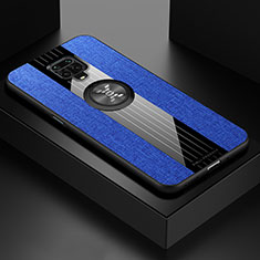 Silikon Hülle Handyhülle Ultra Dünn Schutzhülle Tasche Flexible mit Magnetisch Fingerring Ständer X01L für Xiaomi Redmi Note 9 Pro Blau