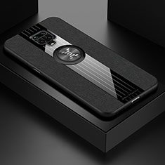 Silikon Hülle Handyhülle Ultra Dünn Schutzhülle Tasche Flexible mit Magnetisch Fingerring Ständer X01L für Xiaomi Redmi Note 9 Pro Max Schwarz