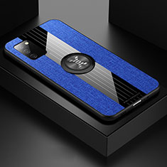 Silikon Hülle Handyhülle Ultra Dünn Schutzhülle Tasche Flexible mit Magnetisch Fingerring Ständer X02L für Samsung Galaxy A03s Blau