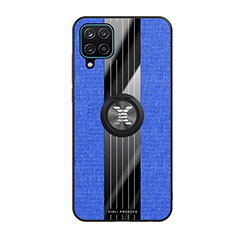 Silikon Hülle Handyhülle Ultra Dünn Schutzhülle Tasche Flexible mit Magnetisch Fingerring Ständer X02L für Samsung Galaxy A12 5G Blau