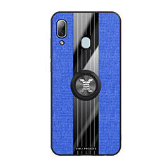 Silikon Hülle Handyhülle Ultra Dünn Schutzhülle Tasche Flexible mit Magnetisch Fingerring Ständer X02L für Samsung Galaxy A30 Blau