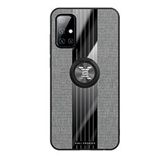 Silikon Hülle Handyhülle Ultra Dünn Schutzhülle Tasche Flexible mit Magnetisch Fingerring Ständer X02L für Samsung Galaxy A51 5G Grau