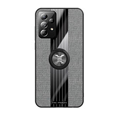 Silikon Hülle Handyhülle Ultra Dünn Schutzhülle Tasche Flexible mit Magnetisch Fingerring Ständer X02L für Samsung Galaxy A52s 5G Grau