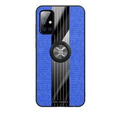 Silikon Hülle Handyhülle Ultra Dünn Schutzhülle Tasche Flexible mit Magnetisch Fingerring Ständer X02L für Samsung Galaxy A71 5G Blau