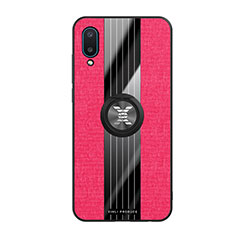 Silikon Hülle Handyhülle Ultra Dünn Schutzhülle Tasche Flexible mit Magnetisch Fingerring Ständer X02L für Samsung Galaxy M02 Rot