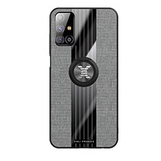 Silikon Hülle Handyhülle Ultra Dünn Schutzhülle Tasche Flexible mit Magnetisch Fingerring Ständer X02L für Samsung Galaxy M31s Grau