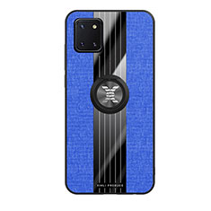 Silikon Hülle Handyhülle Ultra Dünn Schutzhülle Tasche Flexible mit Magnetisch Fingerring Ständer X02L für Samsung Galaxy Note 10 Lite Blau