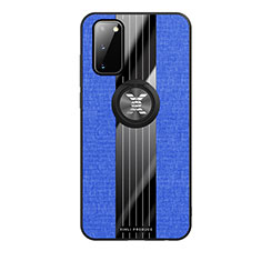 Silikon Hülle Handyhülle Ultra Dünn Schutzhülle Tasche Flexible mit Magnetisch Fingerring Ständer X02L für Samsung Galaxy S20 5G Blau