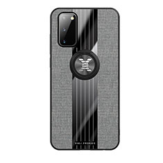 Silikon Hülle Handyhülle Ultra Dünn Schutzhülle Tasche Flexible mit Magnetisch Fingerring Ständer X02L für Samsung Galaxy S20 5G Grau