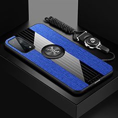 Silikon Hülle Handyhülle Ultra Dünn Schutzhülle Tasche Flexible mit Magnetisch Fingerring Ständer X03L für OnePlus Nord N200 5G Blau