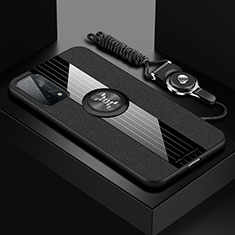 Silikon Hülle Handyhülle Ultra Dünn Schutzhülle Tasche Flexible mit Magnetisch Fingerring Ständer X03L für Oppo A54 5G Schwarz