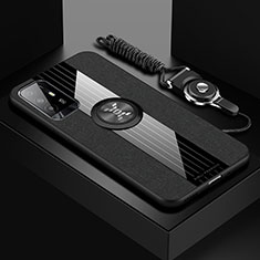 Silikon Hülle Handyhülle Ultra Dünn Schutzhülle Tasche Flexible mit Magnetisch Fingerring Ständer X03L für Oppo A95 5G Schwarz