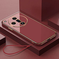 Silikon Hülle Handyhülle Ultra Dünn Schutzhülle Tasche Flexible mit Magnetisch Fingerring Ständer X03L für Oppo Find X7 5G Rot