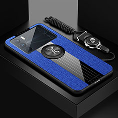 Silikon Hülle Handyhülle Ultra Dünn Schutzhülle Tasche Flexible mit Magnetisch Fingerring Ständer X03L für Oppo K9 Pro 5G Blau