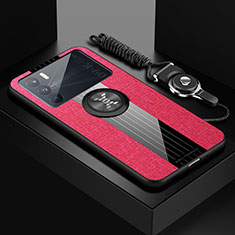 Silikon Hülle Handyhülle Ultra Dünn Schutzhülle Tasche Flexible mit Magnetisch Fingerring Ständer X03L für Oppo K9 Pro 5G Rot