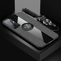 Silikon Hülle Handyhülle Ultra Dünn Schutzhülle Tasche Flexible mit Magnetisch Fingerring Ständer X03L für Oppo Reno7 Lite 5G Grau