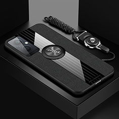Silikon Hülle Handyhülle Ultra Dünn Schutzhülle Tasche Flexible mit Magnetisch Fingerring Ständer X03L für Oppo Reno7 Lite 5G Schwarz