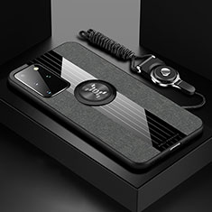 Silikon Hülle Handyhülle Ultra Dünn Schutzhülle Tasche Flexible mit Magnetisch Fingerring Ständer X03L für Samsung Galaxy S20 Plus 5G Grau
