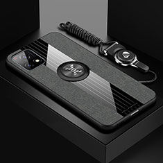 Silikon Hülle Handyhülle Ultra Dünn Schutzhülle Tasche Flexible mit Magnetisch Fingerring Ständer X03L für Vivo iQOO U3 5G Grau