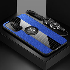 Silikon Hülle Handyhülle Ultra Dünn Schutzhülle Tasche Flexible mit Magnetisch Fingerring Ständer X03L für Xiaomi Mi 11X 5G Blau