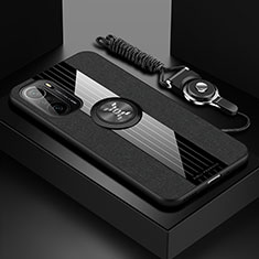 Silikon Hülle Handyhülle Ultra Dünn Schutzhülle Tasche Flexible mit Magnetisch Fingerring Ständer X03L für Xiaomi Mi 11X Pro 5G Schwarz