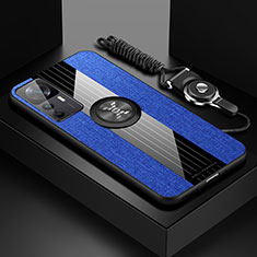 Silikon Hülle Handyhülle Ultra Dünn Schutzhülle Tasche Flexible mit Magnetisch Fingerring Ständer X03L für Xiaomi Mi 12T 5G Blau