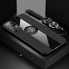 Silikon Hülle Handyhülle Ultra Dünn Schutzhülle Tasche Flexible mit Magnetisch Fingerring Ständer X03L für Xiaomi Mi 12T 5G Schwarz