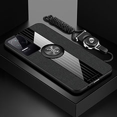 Silikon Hülle Handyhülle Ultra Dünn Schutzhülle Tasche Flexible mit Magnetisch Fingerring Ständer X03L für Xiaomi Poco F4 5G Schwarz