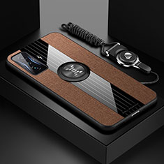 Silikon Hülle Handyhülle Ultra Dünn Schutzhülle Tasche Flexible mit Magnetisch Fingerring Ständer X03L für Xiaomi Poco F4 GT 5G Braun