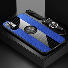 Silikon Hülle Handyhülle Ultra Dünn Schutzhülle Tasche Flexible mit Magnetisch Fingerring Ständer X03L für Xiaomi POCO M3 Pro 5G Blau