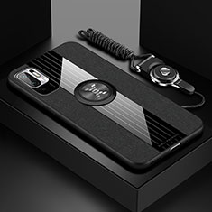 Silikon Hülle Handyhülle Ultra Dünn Schutzhülle Tasche Flexible mit Magnetisch Fingerring Ständer X03L für Xiaomi POCO M3 Pro 5G Schwarz