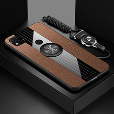 Silikon Hülle Handyhülle Ultra Dünn Schutzhülle Tasche Flexible mit Magnetisch Fingerring Ständer X03L für Xiaomi Redmi 9C Braun