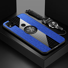 Silikon Hülle Handyhülle Ultra Dünn Schutzhülle Tasche Flexible mit Magnetisch Fingerring Ständer X03L für Xiaomi Redmi 9C NFC Blau