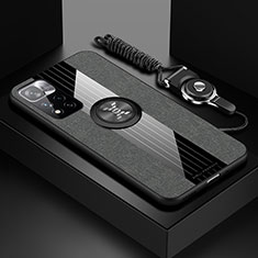 Silikon Hülle Handyhülle Ultra Dünn Schutzhülle Tasche Flexible mit Magnetisch Fingerring Ständer X03L für Xiaomi Redmi Note 11 Pro+ Plus 5G Grau