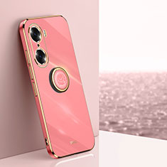 Silikon Hülle Handyhülle Ultra Dünn Schutzhülle Tasche Flexible mit Magnetisch Fingerring Ständer XL1 für Huawei Honor 60 Pro 5G Pink