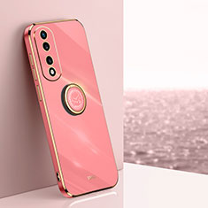 Silikon Hülle Handyhülle Ultra Dünn Schutzhülle Tasche Flexible mit Magnetisch Fingerring Ständer XL1 für Huawei Honor 70 Pro 5G Pink