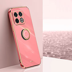 Silikon Hülle Handyhülle Ultra Dünn Schutzhülle Tasche Flexible mit Magnetisch Fingerring Ständer XL1 für OnePlus 10T 5G Pink