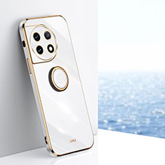 Silikon Hülle Handyhülle Ultra Dünn Schutzhülle Tasche Flexible mit Magnetisch Fingerring Ständer XL1 für OnePlus 11R 5G Weiß
