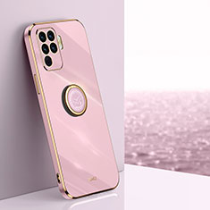 Silikon Hülle Handyhülle Ultra Dünn Schutzhülle Tasche Flexible mit Magnetisch Fingerring Ständer XL1 für Oppo F19 Pro Rosa