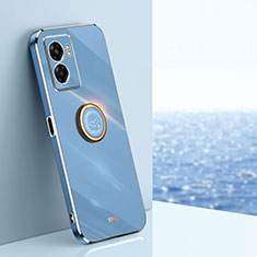 Silikon Hülle Handyhülle Ultra Dünn Schutzhülle Tasche Flexible mit Magnetisch Fingerring Ständer XL1 für Oppo K10 5G India Blau