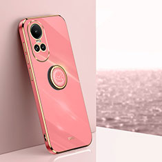 Silikon Hülle Handyhülle Ultra Dünn Schutzhülle Tasche Flexible mit Magnetisch Fingerring Ständer XL1 für Oppo Reno10 Pro 5G Pink