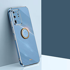 Silikon Hülle Handyhülle Ultra Dünn Schutzhülle Tasche Flexible mit Magnetisch Fingerring Ständer XL1 für Samsung Galaxy S20 Ultra 5G Blau