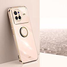 Silikon Hülle Handyhülle Ultra Dünn Schutzhülle Tasche Flexible mit Magnetisch Fingerring Ständer XL1 für Vivo X80 5G Gold