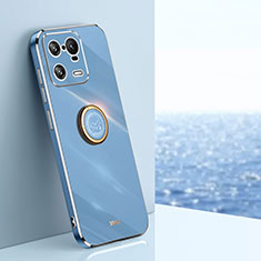 Silikon Hülle Handyhülle Ultra Dünn Schutzhülle Tasche Flexible mit Magnetisch Fingerring Ständer XL1 für Xiaomi Mi 13 Pro 5G Blau