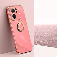 Silikon Hülle Handyhülle Ultra Dünn Schutzhülle Tasche Flexible mit Magnetisch Fingerring Ständer XL1 für Xiaomi Mi 13T 5G Pink