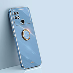Silikon Hülle Handyhülle Ultra Dünn Schutzhülle Tasche Flexible mit Magnetisch Fingerring Ständer XL1 für Xiaomi Poco C40 Blau